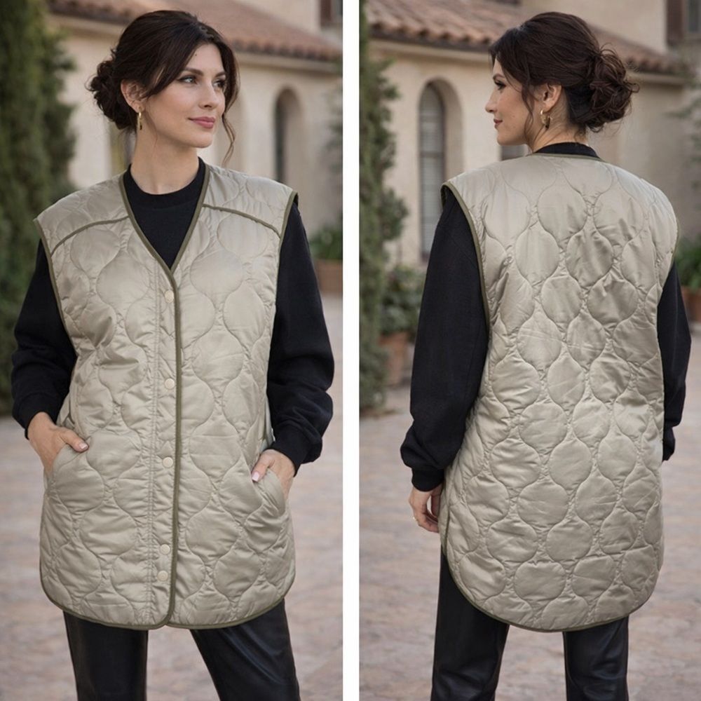 H&M Water Repellent Long Oversized Quilted Vest
